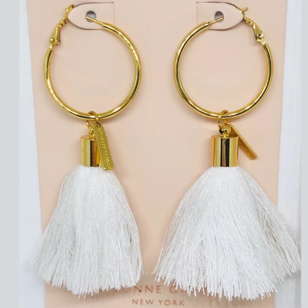 Mignonne Gavigan White Tassle Earrings